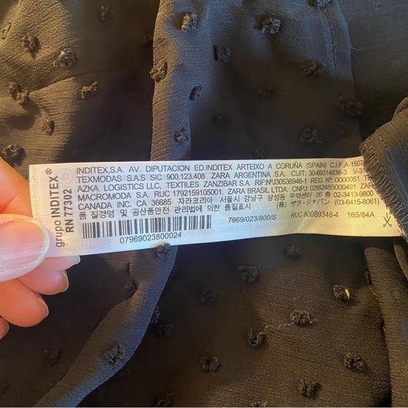 NWT Zara Swiss Dot Ruffle Long Sleeve Sheer Black Top Size Small - Picture 10 of 10